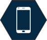 Hexágono azul con el dibujo de un teléfono celular