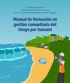 Imagen con la portada del documento Manual de formación en gestión comunitaria del riesgo por tsunami